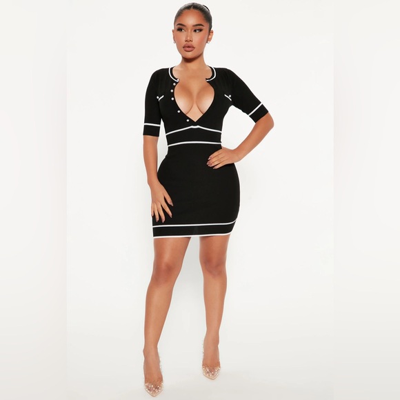 Fashion Nova Keeping It Classy Mini Dress Black White - Picture 2 of 3